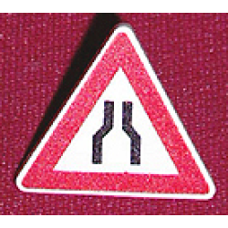 Road Sign 2 x 2 Triangle with Clip with Narrow Road Ahead Pattern