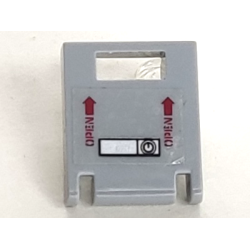 Container, Box 2 x 2 x 2 Door with Slot with Red 'OPEN' and Arrows, Silver Handle with Lock Pattern Model Left Side (Sticker) - Set 7298 Container, Box 2 x 2 x 2 Door with Slot with Red 'OPEN' and Arrows, Silver Handle with Lock Pattern Model Left Side (Sticker) - Set 7298