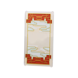 Glass for Window 1 x 4 x 6 with Gold Outlines, White and Light Aqua Clouds and Red Lattice on Dark Red Background Pattern