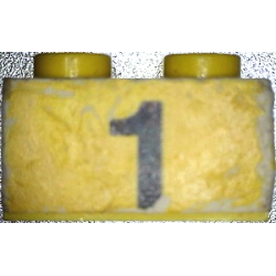 Brick 1 x 2 with Black Number 1 Pattern (Sticker) - Set 374-1