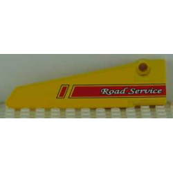 Technic, Panel Fairing # 6 Long Smooth, Side B with Red and Black Stripes and 'Road Service' Pattern (Sticker) - Set 8109 Technic, Panel Fairing # 6 Long Smooth, Side B with Red and Black Stripes and 'Road Service' Pattern (Sticker) - Set 8109