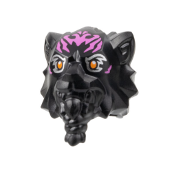 Minifigure, Head, Modified Tiger with Braided Beard with Dark Pink Markings and Orange Eyes with Silver Outlines Pattern Minifigure, Head, Modified Tiger with Braided Beard with Dark Pink Markings and Orange Eyes with Silver Outlines Pattern