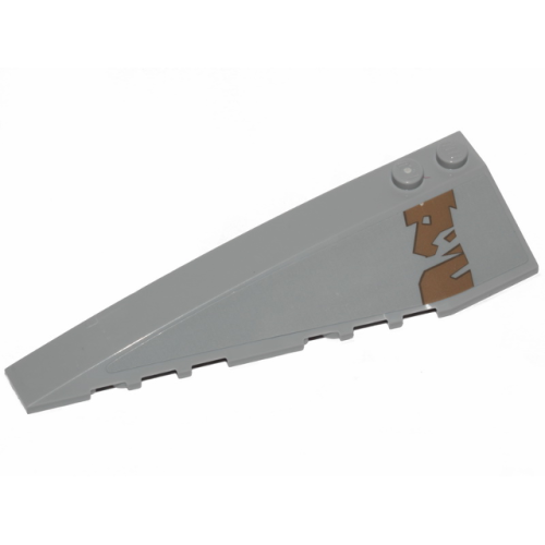 Деталь LEGO 50955pb046 Wedge 10 x 3 Left with Dark Tan Tattered Stripe Pattern (Sticker) - Set 75292