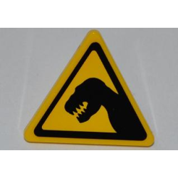 Road Sign 2 x 2 Triangle with Clip with Black Tyrannosaurus rex Head Silhouette Pattern (Sticker) - Set 5887 Road Sign 2 x 2 Triangle with Clip with Black Tyrannosaurus rex Head Silhouette Pattern (Sticker) - Set 5887