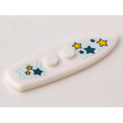 Minifigure, Utensil Surfboard Standard with Dark Turquoise and Yellow Stars Pattern (Stickers) - Set 41364