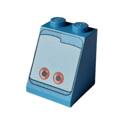 Slope 65 2 x 2 x 2 with Bottom Tube with Red Eyes on White Background Pattern