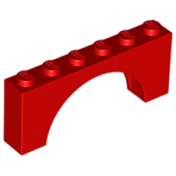Arch 1 x 6 x 2 - Thick Top with Reinforced Underside - Red