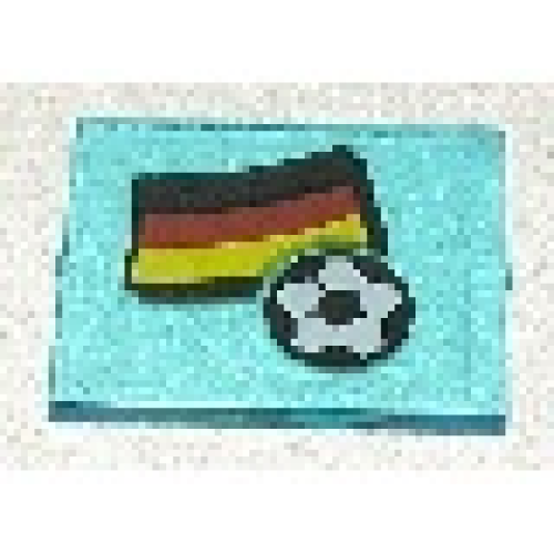 Деталь LEGO 3855pb010 Glass for Window 1 x 4 x 3 with Flag of Germany and Soccer Ball Pattern (Sticker) - Set 3404
