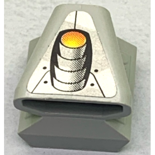 Деталь LEGO 50943pb09 Vehicle, Air Scoop Engine Top 2 x 2 with Exhaust Pipe on Silver Background Pattern (Sticker) - Set 8899