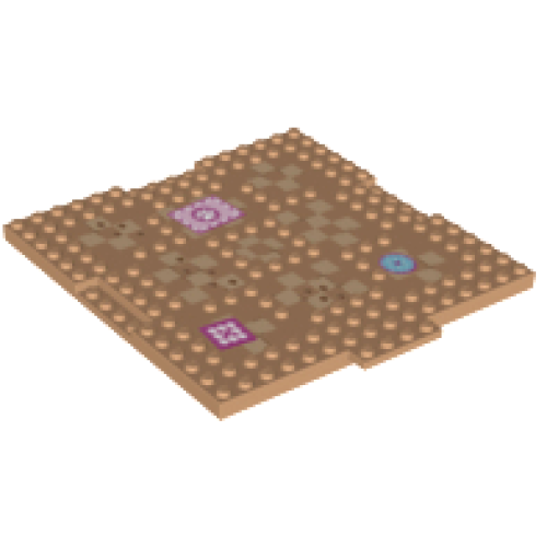 Деталь LEGO 15623pb004 Brick, Modified 16 x 16 x 2/3 with 1 x 4 Indentations and 1 x 4 Plate with Checkered Tiles, Paw Prints and Throw Rugs Pattern