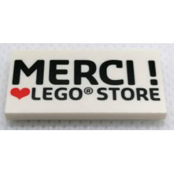 Tile 2 x 4 with 'MERCI ! Heart LEGO STORE' Pattern