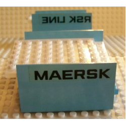 Boat, Hull Smooth Middle 8 x 6 x 3 1/3 with White Deck with Black 'MAERSK' and 'RSK LINE' Pattern (Stickers) - Set 1650 Boat, Hull Smooth Middle 8 x 6 x 3 1/3 with White Deck with Black 'MAERSK' and 'RSK LINE' Pattern (Stickers) - Set 1650