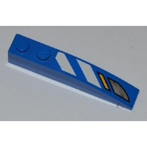 Деталь LEGO 42022pb19L Slope, Curved 6 x 1 with 2 Studs with Blue and White Danger Stripes and Headlights Pattern Model Left (Sticker) - Sets 7970