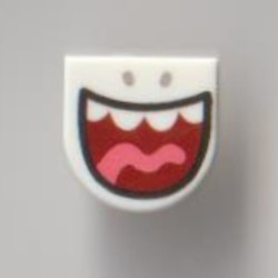 Tile, Round 1 x 1 Half Circle Extended with Big Open Mouth, Teeth and Tongue Pattern Tile, Round 1 x 1 Half Circle Extended with Big Open Mouth, Teeth and Tongue Pattern