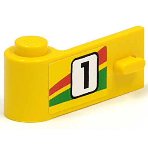 Деталь LEGO 3822pb006 Door 1 x 3 x 1 Left with Number 1 and Red and Green Stripe Pattern (Sticker) - Set 6550