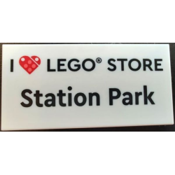 Tile 2 x 4 with 'I Heart LEGO STORE Station Park' Pattern