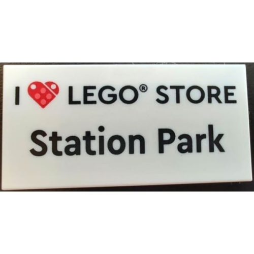 Деталь LEGO 87079pb1311 Tile 2 x 4 with 'I Heart LEGO STORE Station Park' Pattern