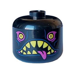 Minifigure, Head, Modified Giant Yellow Eyes with Slit Pupils, Magenta Eye Shadow, Open Mouth with Sharp Teeth and Tongue Pattern - Vented Stud Minifigure, Head, Modified Giant Yellow Eyes with Slit Pupils, Magenta Eye Shadow, Open Mouth with Sharp Teeth and Tongue Pattern - Vented Stud