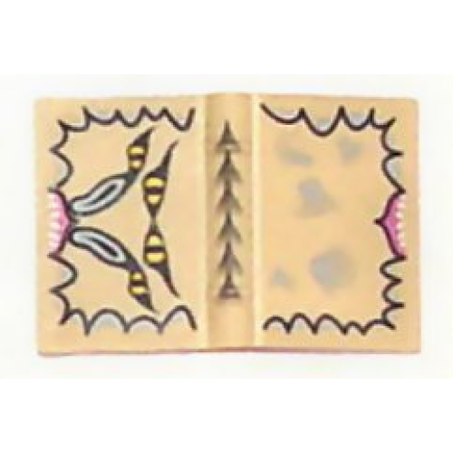 Деталь LEGO 33009pb002 Minifigure, Utensil Book 2 x 3 with 4 Yellow Eyes, Long Nostrils, Dark Pink Gums, White Sharp Teeth, and Light Bluish Gray Splotches Pattern (HP The Monster Book of Monsters)