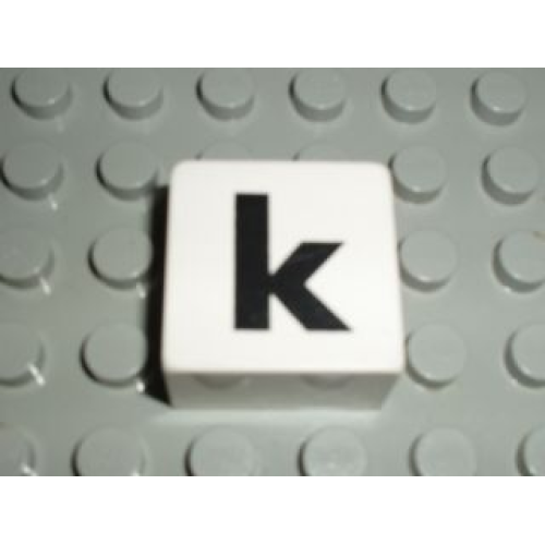 Деталь LEGO 2756pb346 Duplo, Tile 2 x 2 x 1 with Black Lowercase Letter k Pattern