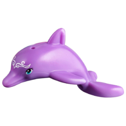 Dolphin, Friends Style, Jumping with Bottom Axle Holder with Medium Azure Eyes and White Face Decorations Pattern (Elves Delphia)