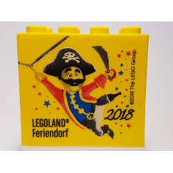 Brick 2 x 4 x 3 with LEGOLAND Feriendorf 2018 Pirate with Moustache Dancing Pattern