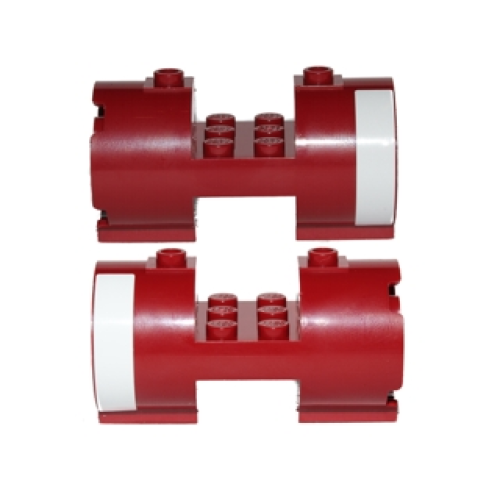 Деталь LEGO 93168pb02 Cylinder 3 x 6 x 2 2/3 Horizontal - Square Connections with White Stripe Pattern on Both Sides (Stickers) - Set 75003