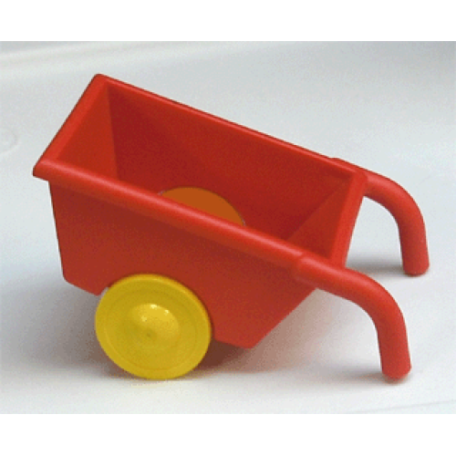 Деталь LEGO 2292c01 Duplo Wheelbarrow with Thin Yellow Wheels - Red