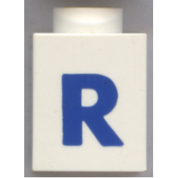 Brick 1 x 1 with Blue Capital Letter R Pattern (Bold Font) Brick 1 x 1 with Blue Capital Letter R Pattern (Bold Font)