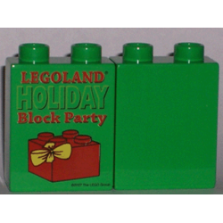 Duplo, Brick 1 x 2 x 2 with Holiday Block Party 2007 Pattern