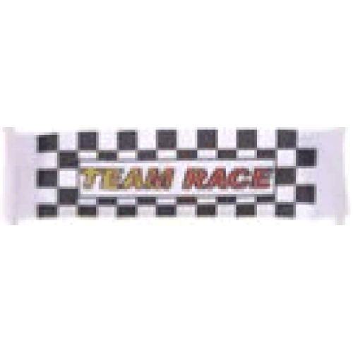 Деталь LEGO 42301 Duplo, Cloth Banner with Faded Yellow to Red 'TEAM RACE' on Black and White Checkered Background Pattern