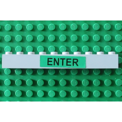 Brick 1 x 10 with Black 'ENTER' on Green Background Pattern (Sticker) - Set 4556 Brick 1 x 10 with Black 'ENTER' on Green Background Pattern (Sticker) - Set 4556