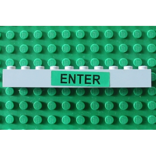 Деталь LEGO 6111pb011 Brick 1 x 10 with Black 'ENTER' on Green Background Pattern (Sticker) - Set 4556