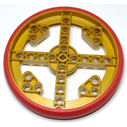 Wheel 88 x 14 Technic with Axle Hole and 28 Pin Holes with Molded Red Hard Rubber Tire Pattern Wheel 88 x 14 Technic with Axle Hole and 28 Pin Holes with Molded Red Hard Rubber Tire Pattern