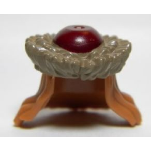 Деталь LEGO 15493pb01 Minifigure, Hair Combo, Hair with Hat, Long with Dark Red Cap and Dark Tan Fur Brim Pattern