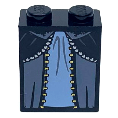 Деталь LEGO 3678bpb067 Slope 65 2 x 2 x 2 with Bottom Tube with Minifigure Dress / Skirt / Robe, Layered with Bright Light Blue and Sand Blue Panels Pattern