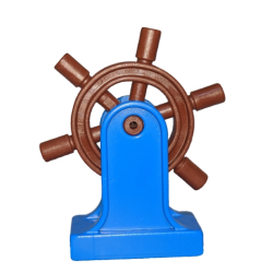 Duplo Boat Helm / Ship's Wheel with Blue Support (4658 / 4657) Duplo Boat Helm / Ship's Wheel with Blue Support (4658 / 4657)