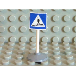 Road Sign with Post, Square with Man Crossing Pattern, Type 1 Base Road Sign with Post, Square with Man Crossing Pattern, Type 1 Base