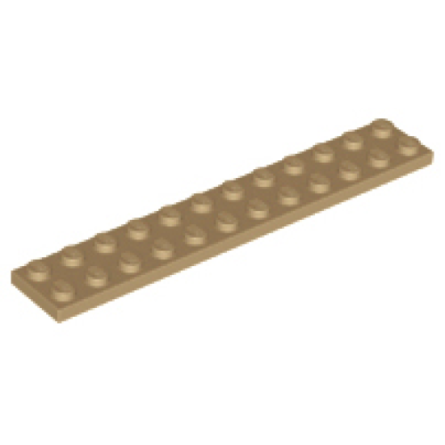 Деталь LEGO 2445 Plate 2 x 12 - Dark Tan