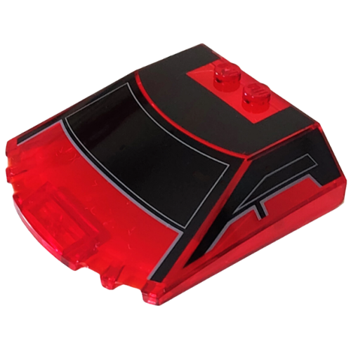 Деталь LEGO 65633pb11 Windscreen 6 x 6 x 1 1/3 Straight Sides with Black Window Frame Outline and Roof Pattern