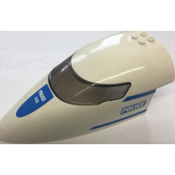 Aircraft Fuselage Forward Top Curved 8 x 16 x 5 with Trans-Brown Glass with Blue 'POLICE' and Stripes Pattern on Both Sides (Stickers) - Set 7723 Aircraft Fuselage Forward Top Curved 8 x 16 x 5 with Trans-Brown Glass with Blue 'POLICE' and Stripes Pattern on Both Sides (Stickers) - Set 7723