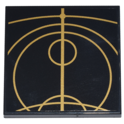 Tile 4 x 4 with Gold Concentric Circles Celestial Star Chart Pattern 3 (Sticker) - Set 75385