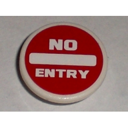 Road Sign 2 x 2 Round with Clip with Thick Font 'NO ENTRY' on Red Background Pattern (Sticker) - Sets 8186 / 8196