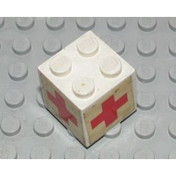 Stickered Assembly 2 x 2 x 1 2/3 with Red Cross Pattern on Four Sides (Stickers) - Set 6364 - 1 Brick 2 x 2, 2 Plate 2 x 2