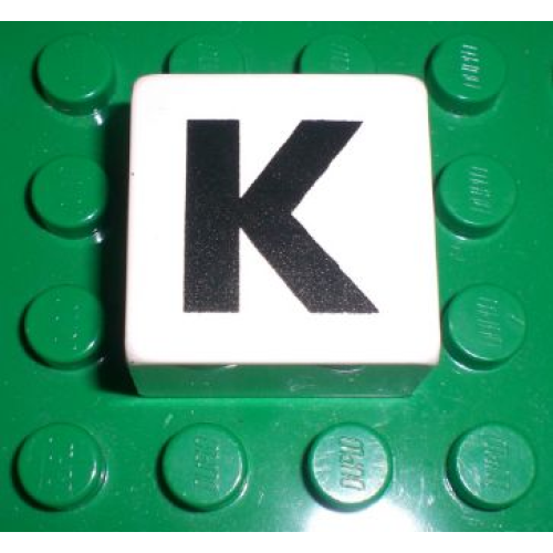 Деталь LEGO 2756pb318 Duplo, Tile 2 x 2 x 1 with Black Capital Letter K Pattern