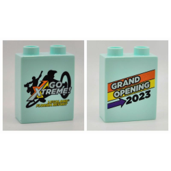 Duplo, Brick 1 x 2 x 2 with Go Xtreme Grand Opening 2023 LEGOLAND Florida Resort Pattern Duplo, Brick 1 x 2 x 2 with Go Xtreme Grand Opening 2023 LEGOLAND Florida Resort Pattern