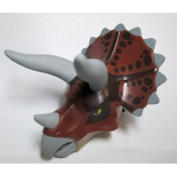 Dinosaur Head Triceratops with Pin, Light Bluish Gray Horns and Beak, Reddish Brown Top with Dark Brown Pattern Dinosaur Head Triceratops with Pin, Light Bluish Gray Horns and Beak, Reddish Brown Top with Dark Brown Pattern