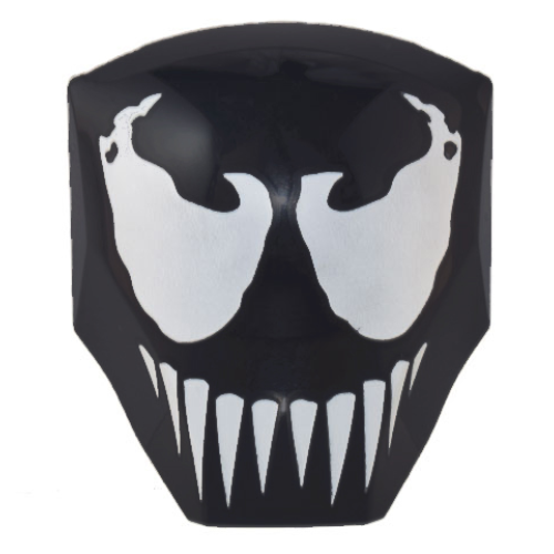 Деталь LEGO 85834pb04 Large Figure Armor, Smooth with 2 x 2 Round Brick Attachment with Large White Eyes and Sharp Teeth Pattern (Venom Head)