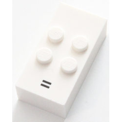 Brick, Braille 2 x 4 with 4 Studs with Black Equal Sign (=) Pattern (dots-2356 ⠶)