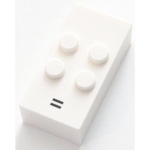 Деталь LEGO 60294pb01 Brick, Braille 2 x 4 with 4 Studs with Black Equal Sign (=) Pattern (dots-2356 ⠶)